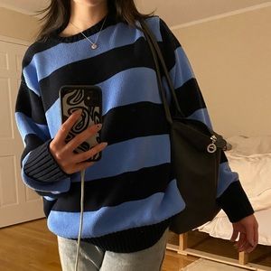 Brianna sweater navy/sky blue striped
